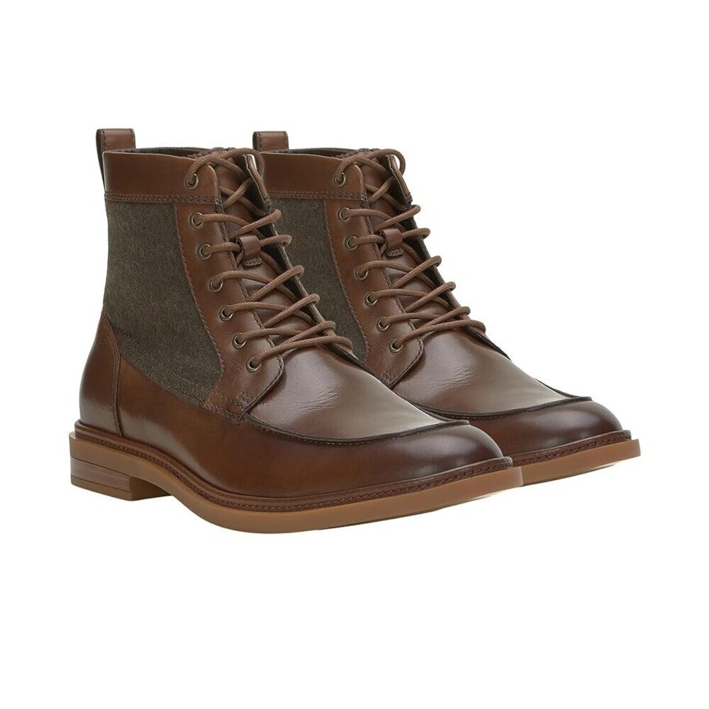 Vince Camuto Bendmore Boots Men's US 8 Brown Leather Round Toe Side Zip JOBB1754